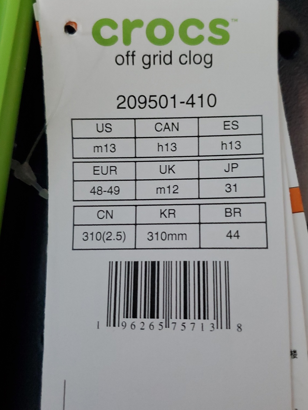 Men's Crocs Navy Off Grid Clog - Picture 9 of 9